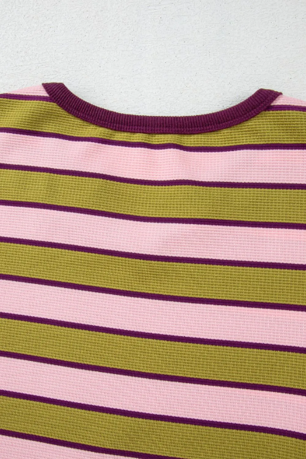 Striped Notched Long Sleeve T-Shirt, image 4