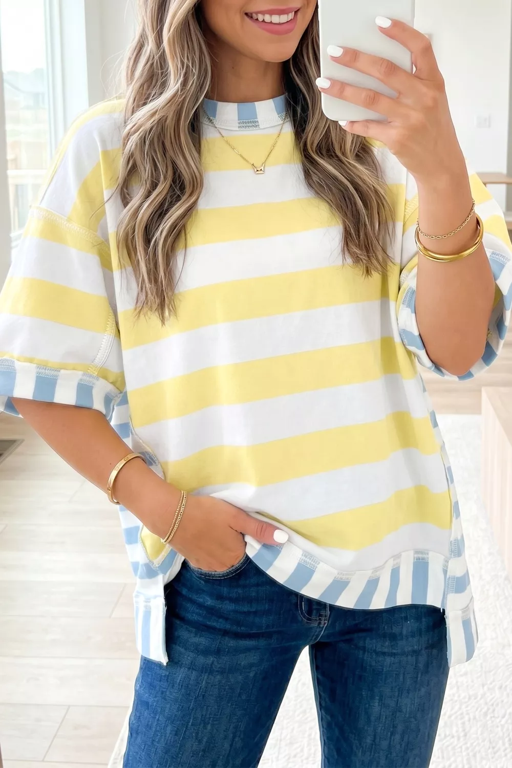 Striped Casual Half Sleeve Top, image 2