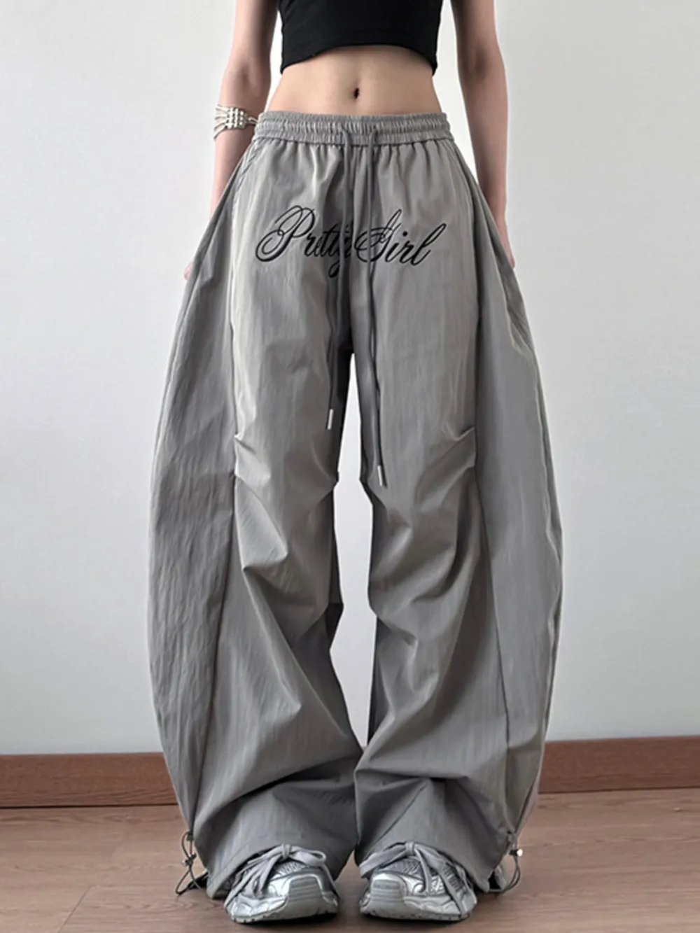 Drawstring Oversized Wide Leg Casual Pants, image 5