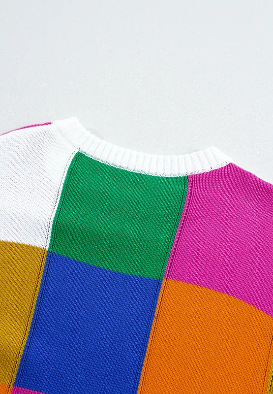 Color Block Round Neck Long Sleeve Sweater, image 6