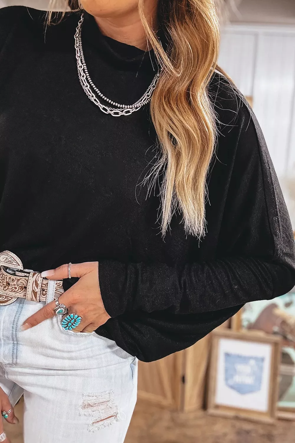 High Neck Long Sleeve Top, image 4