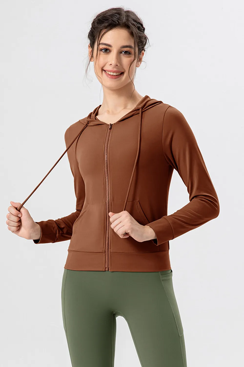 Drawstring Zip Up Hooded Active Outerwear, image 12