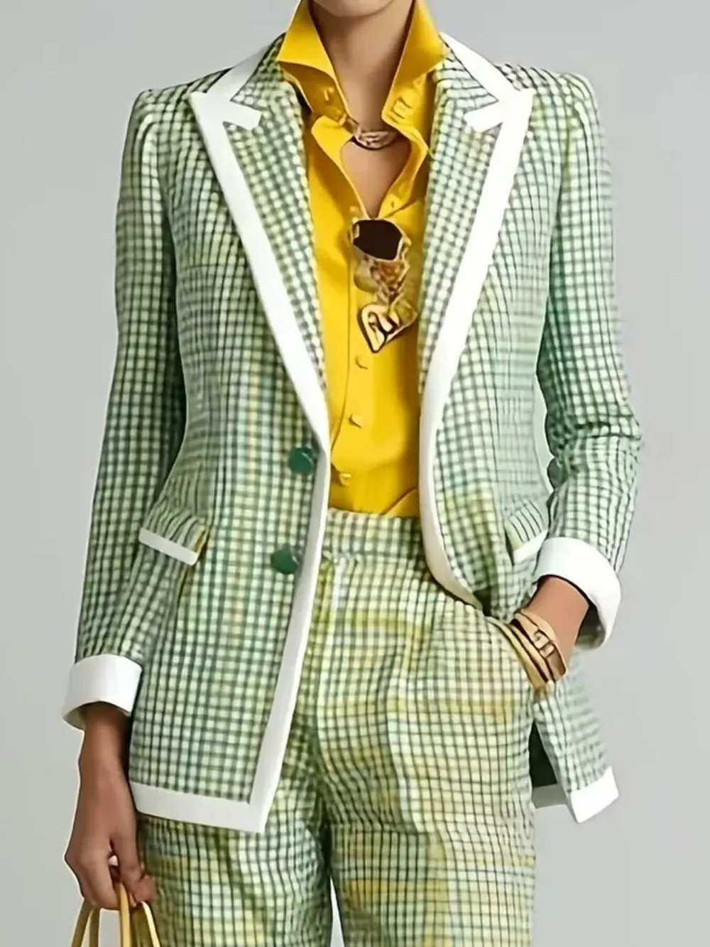 Plaid Blazer and Pants Suit Set, image 2