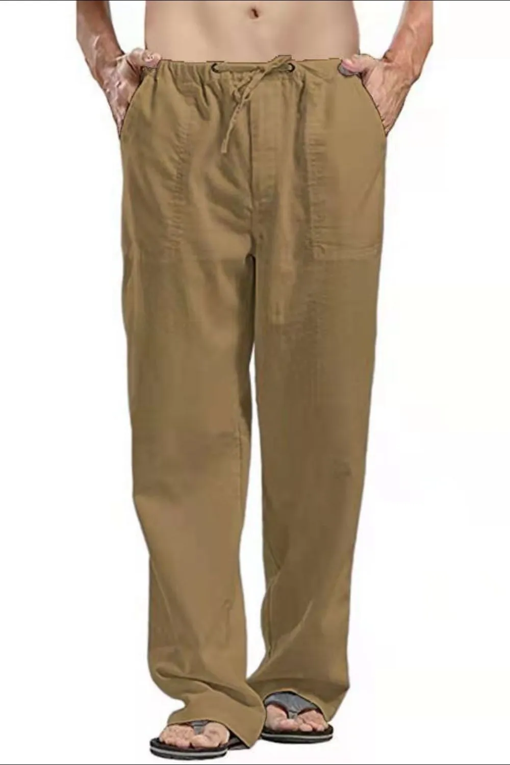 Men's Full Size Drawsrting Straight Leg Pants Plus Size, image 2