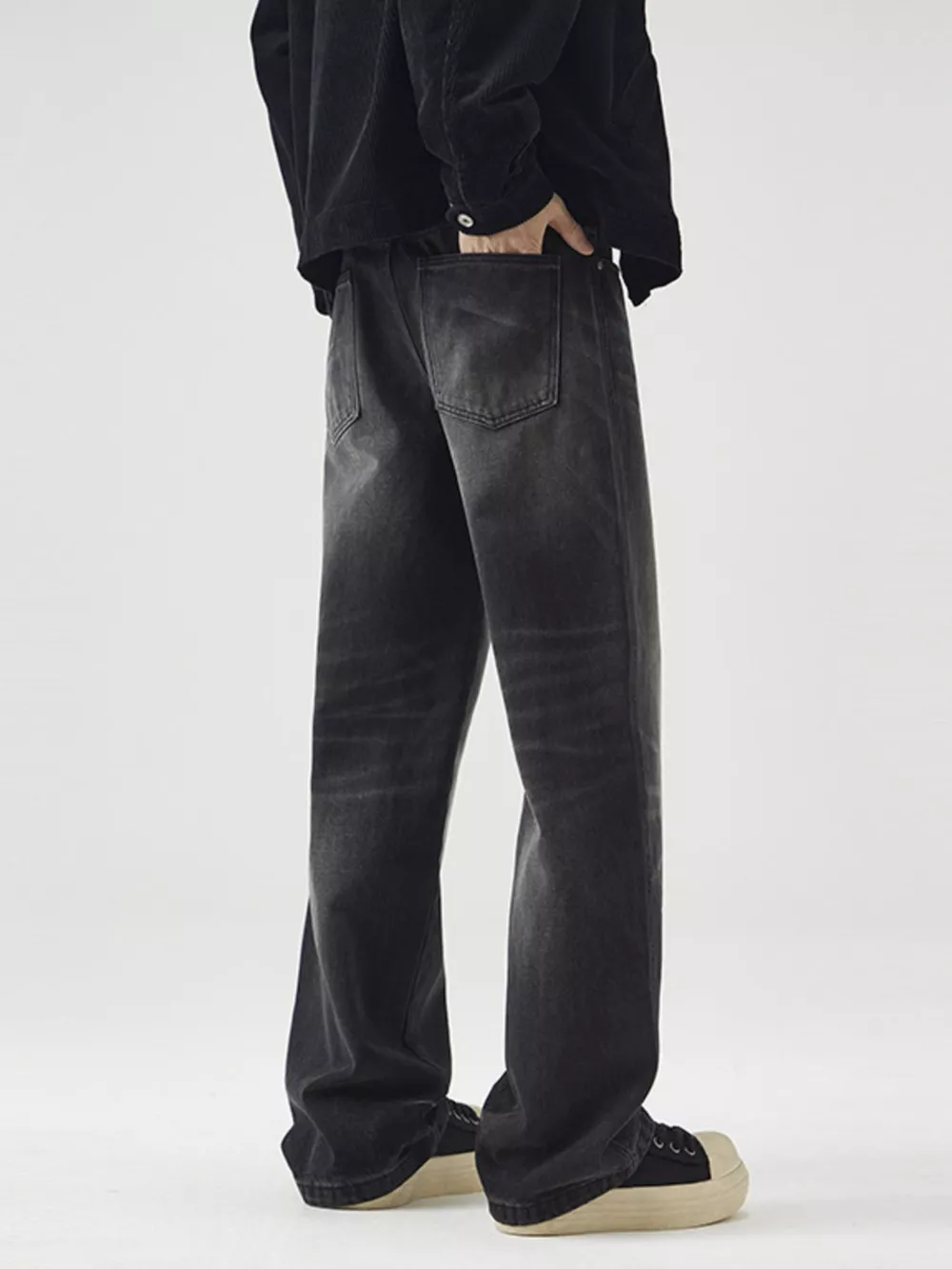 Men's Wide Leg Washed Jeans, image 6