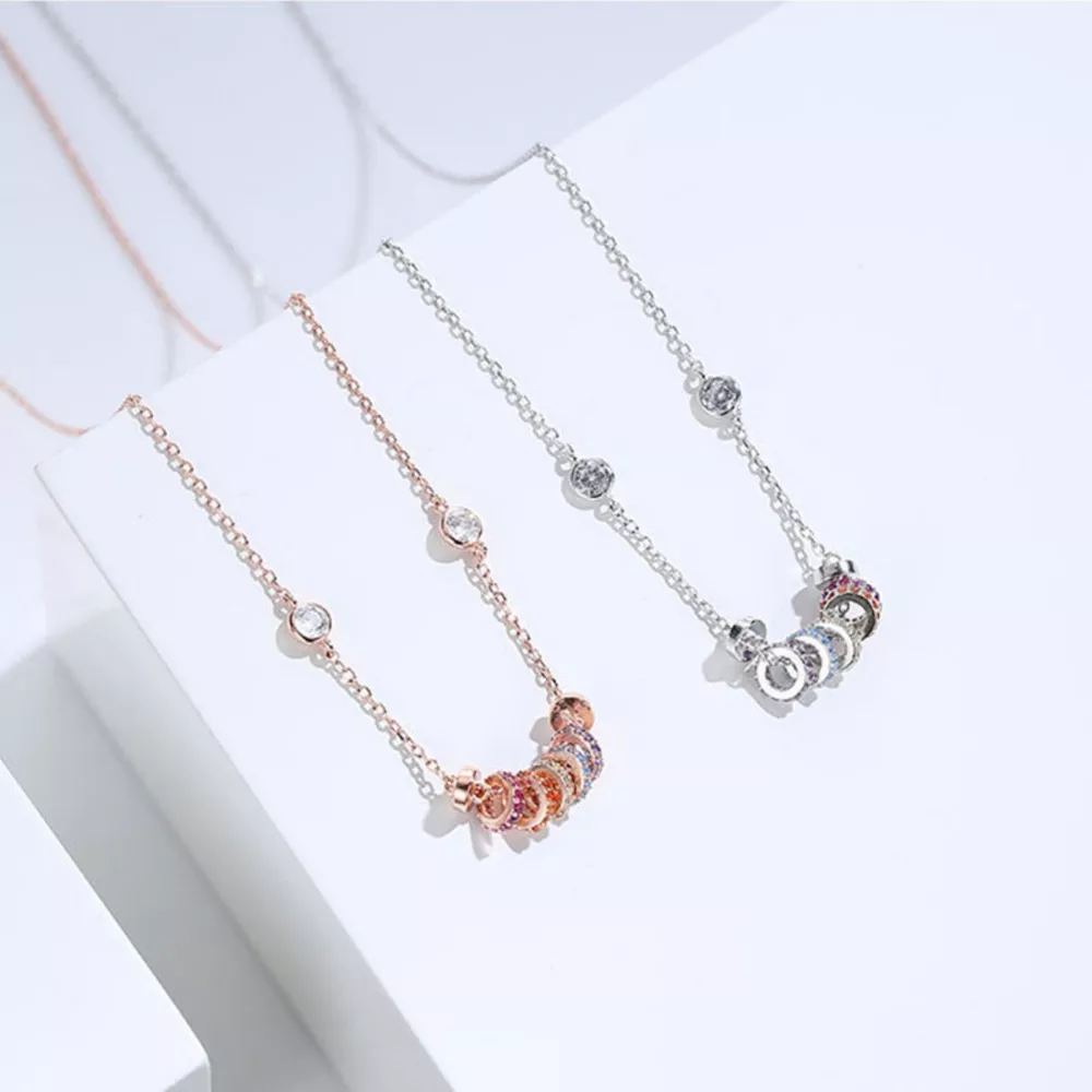 925 Sterling Silver Circle Pendant Necklace, image 2