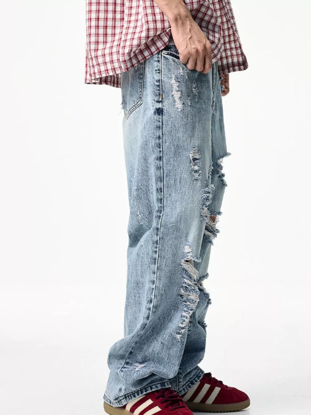 Men's Distressed Wide Leg Jeans, image 7