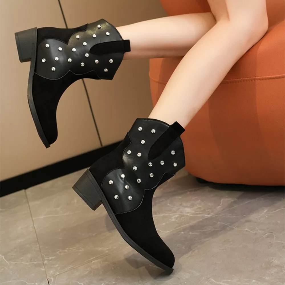 Studded Western Ankle Boots, image 6