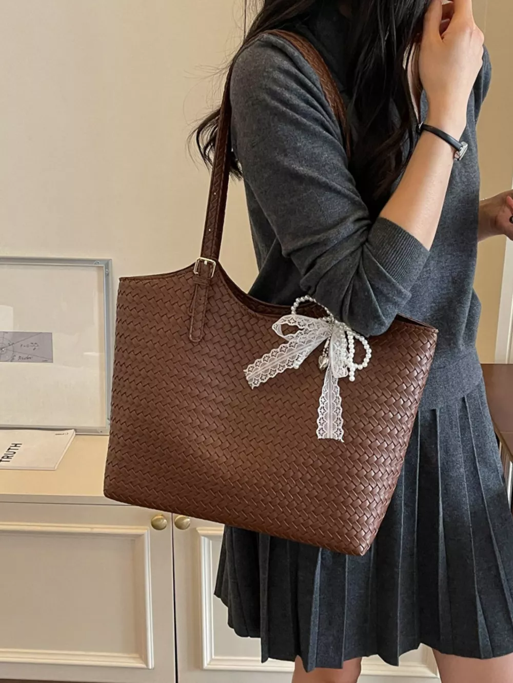 Woven Leather Shoulder Bag, image 6
