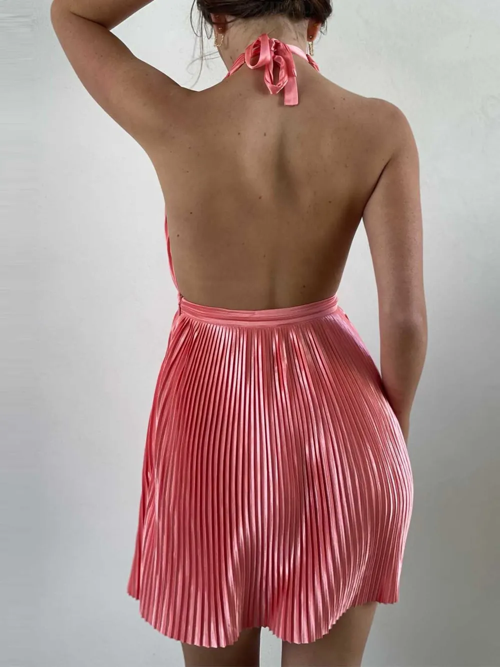 Pleated Halter Neck Mini Dress, image 7