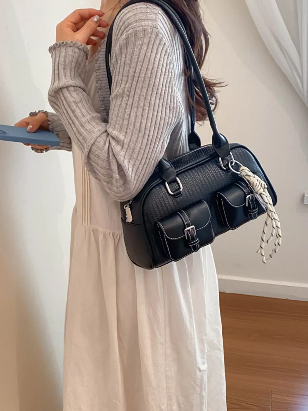 Double Pockets Front Shoulder Bag, image 5