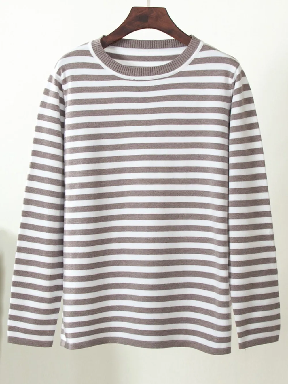 Striped Round Neck Long Sleeve Sweater, image 5