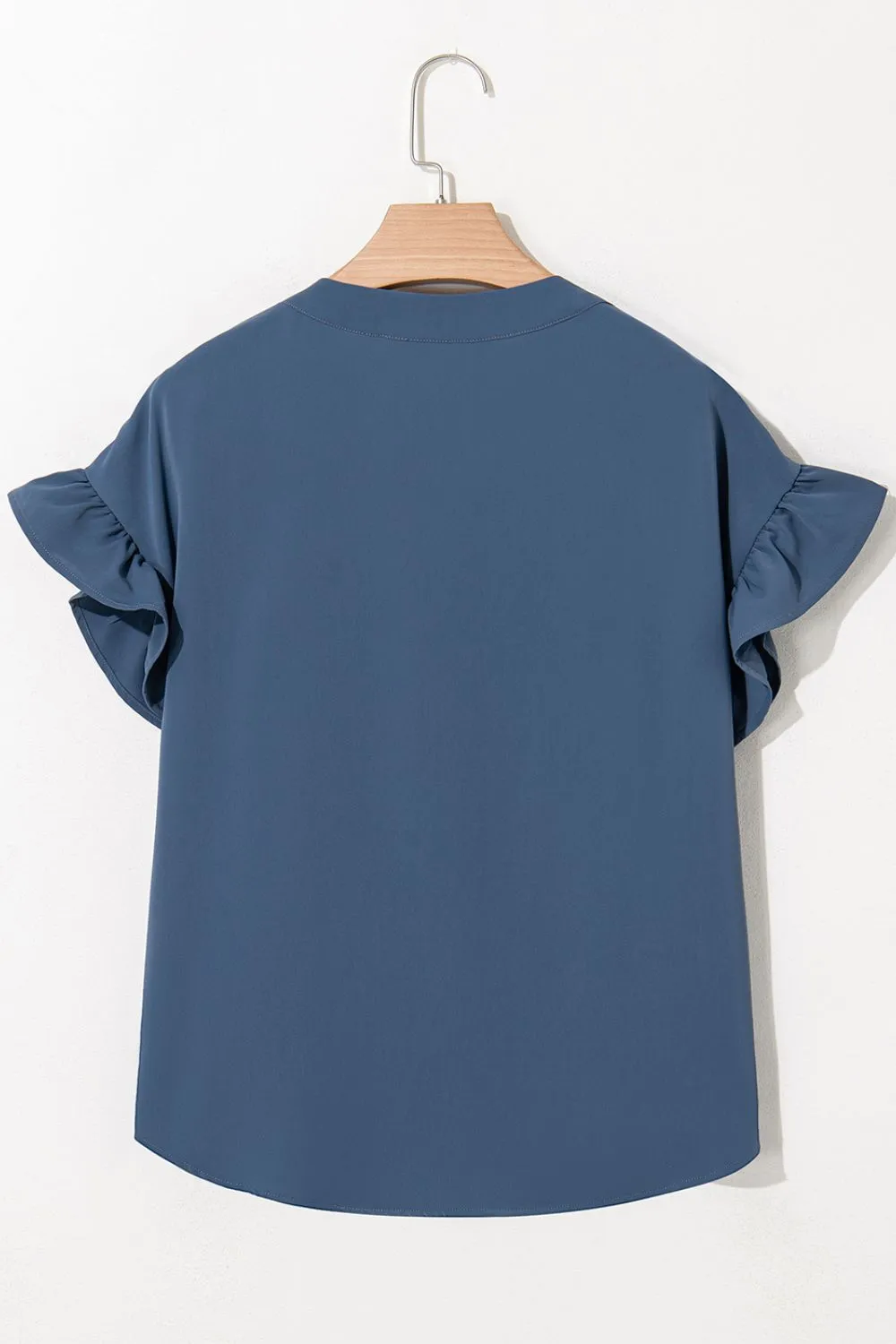 Ruffled Ruched Short Sleeve Button Down Shirt, image 8
