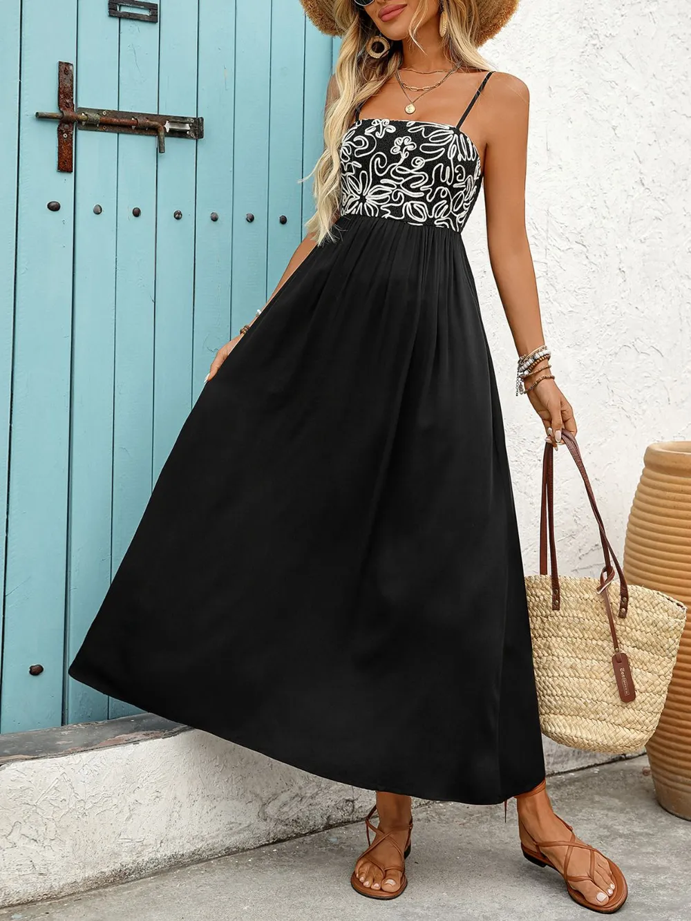 Smocked Midi Cami Dress with Pockets, image 4