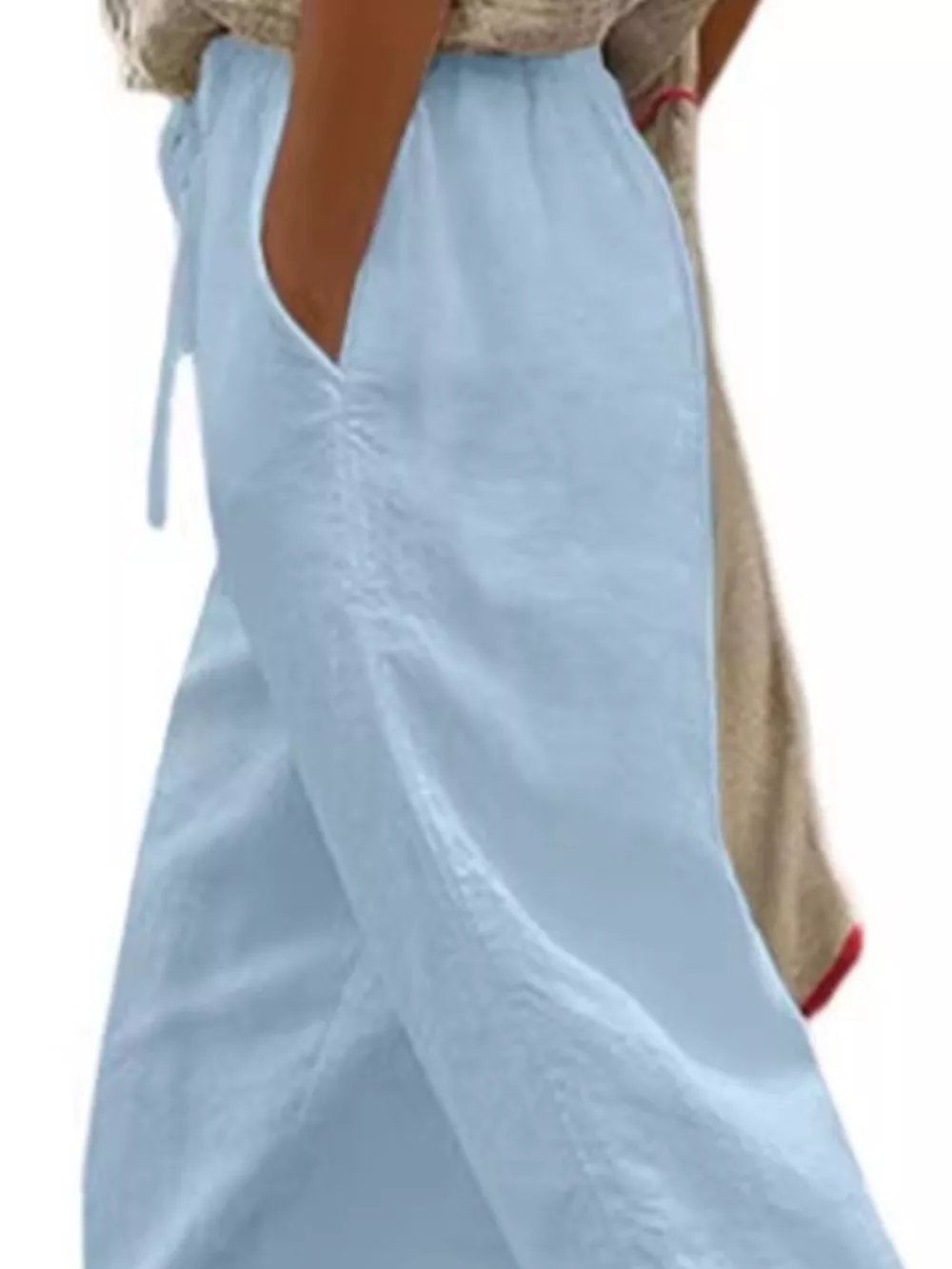 Casual Linen Drawstring Cropped Pants, image 8