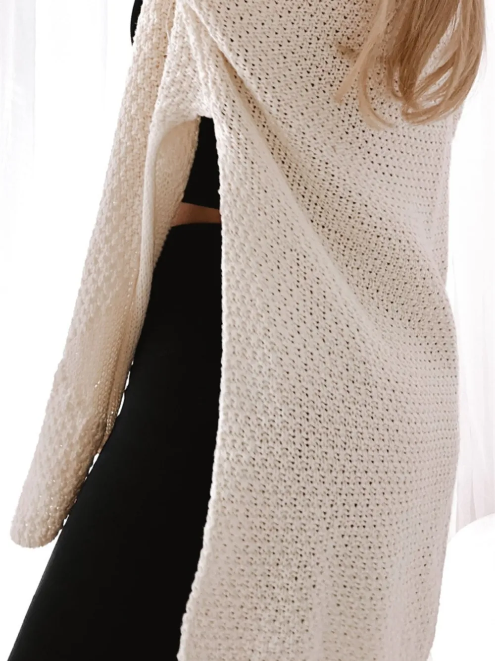 Oversized Knit Cardigan with Open Front Design, image 5