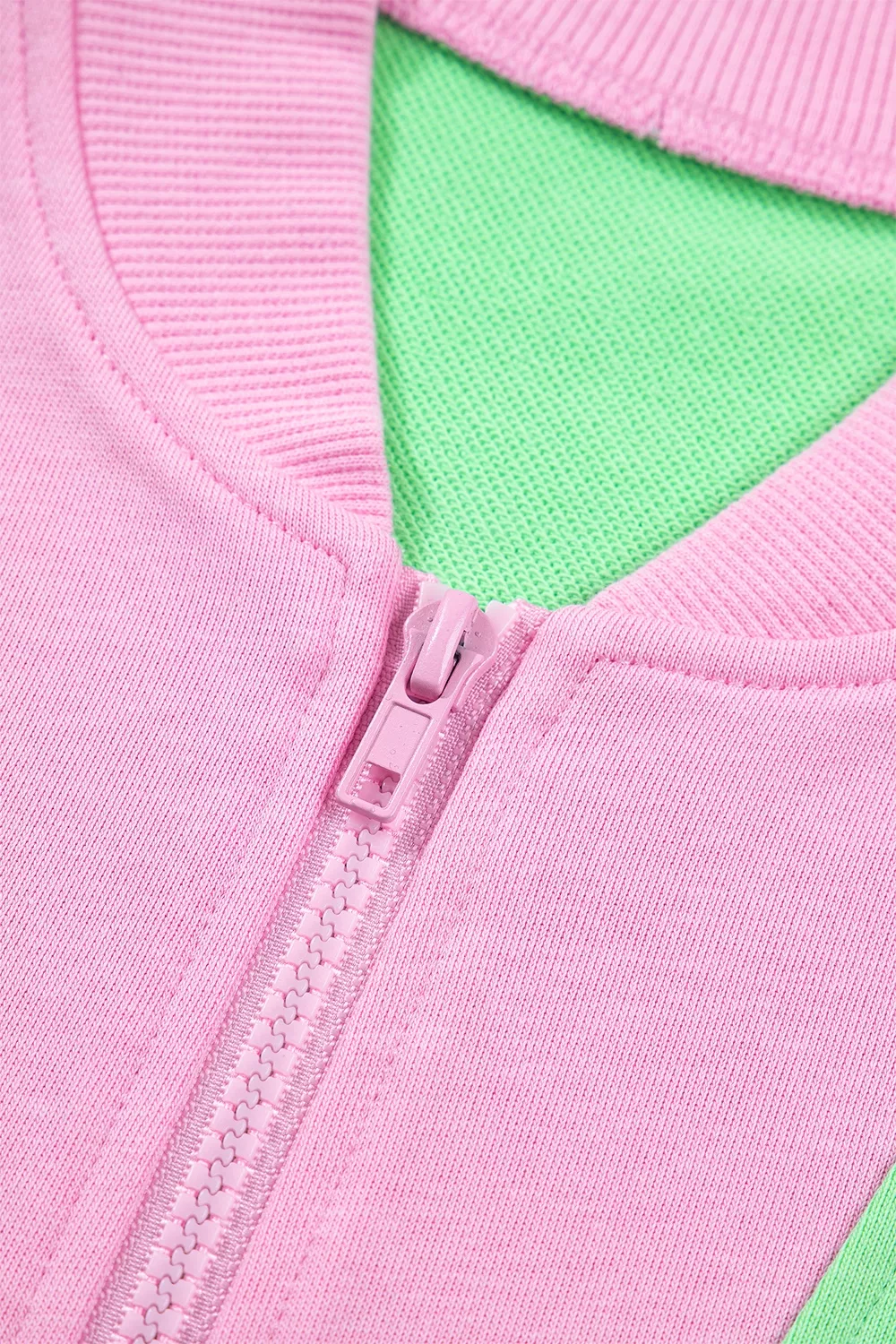 Color Block Accent Half Zip Top Athleisure Shorts Set, image 5