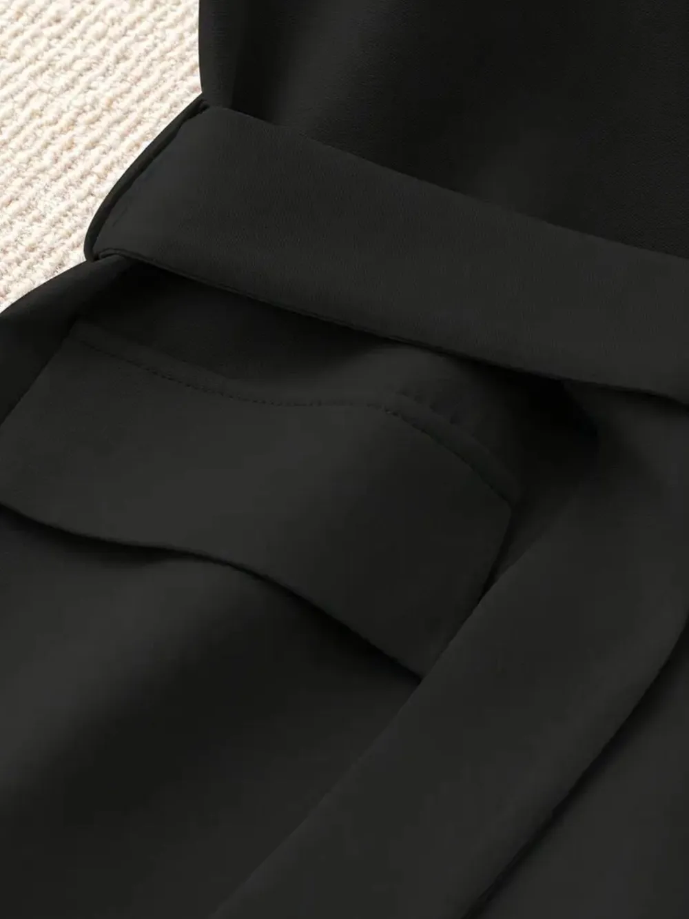 Tie Waist Lapel Collar Sleeveless Blazer, image 7