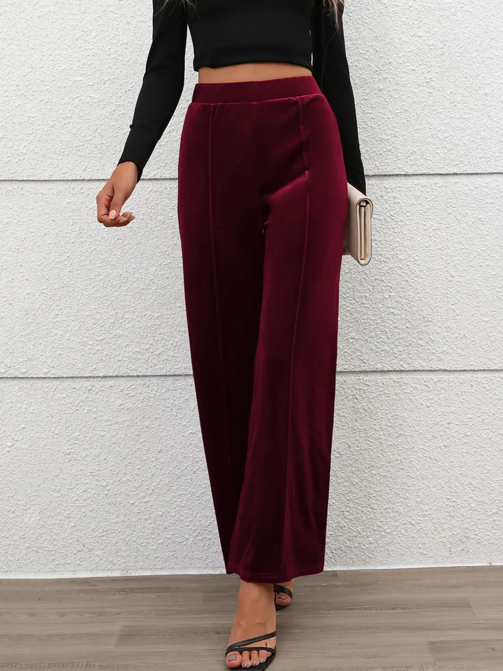 Elastic Waist Wide Leg Pants, image 5