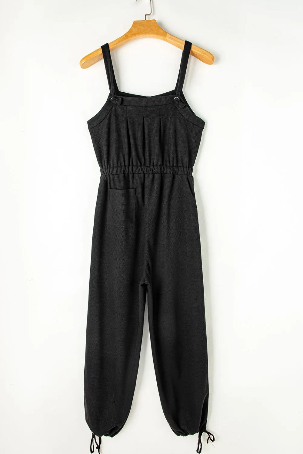 Knotted Straps Button Textured Drawstring Jumpsuit, image 7
