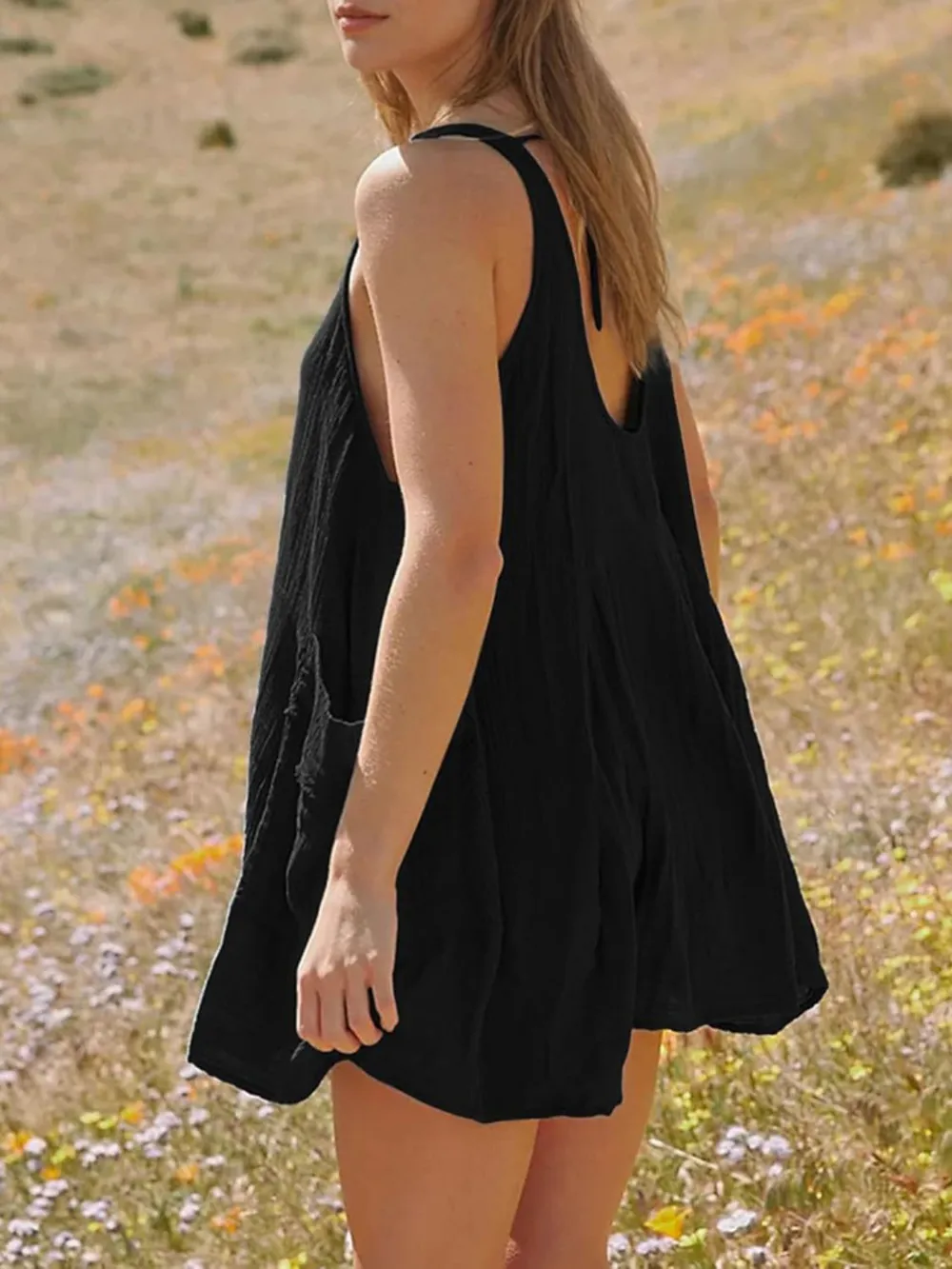 Tied Scoop Neck Wide Strap Mini Dress, image 4