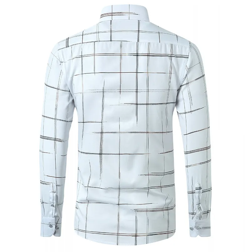 Men's Geometric Pattern Long Sleeve Button-Down Shirt, image 5