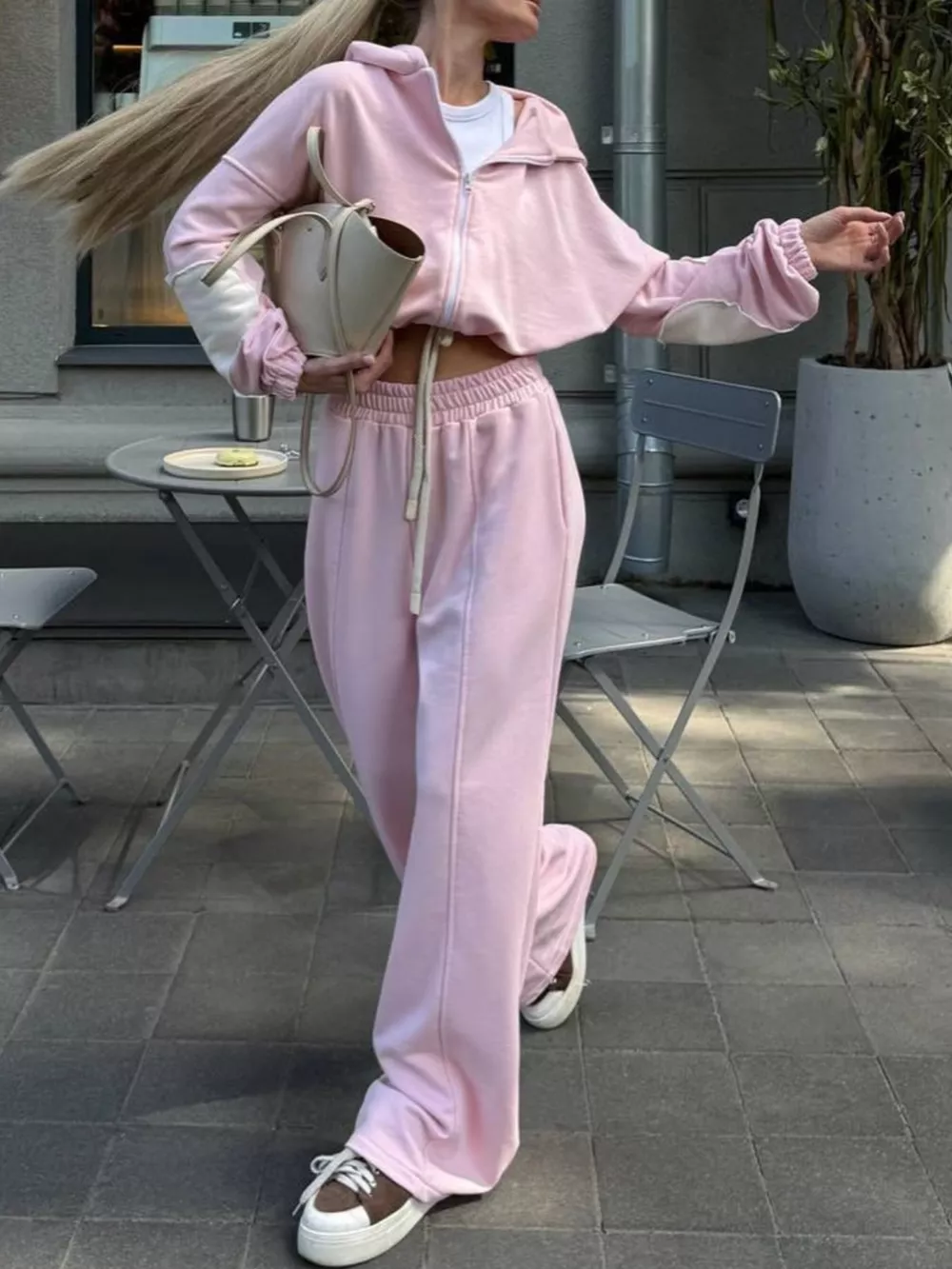 Zip Up Hoodie and Wide-Leg Pants Set, image 24