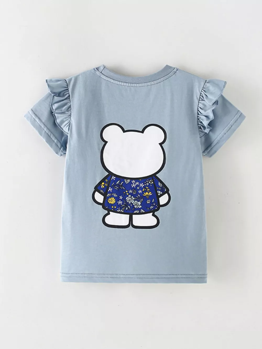 Children's Ruffled Sleeve Bear Graphic T-Shirt, image 5
