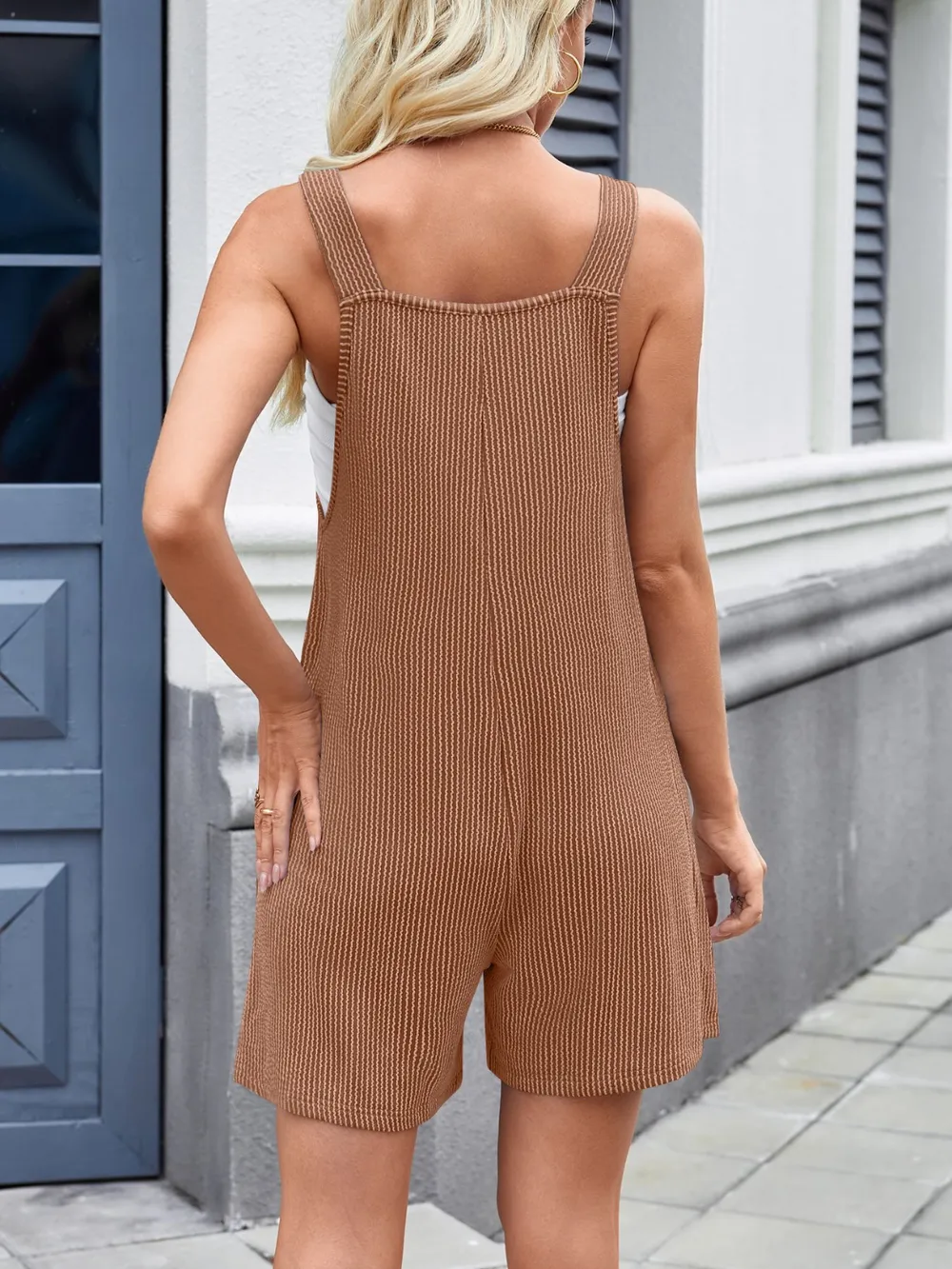 Knotted Wide Strap Scoop Neck Overalls, image 8