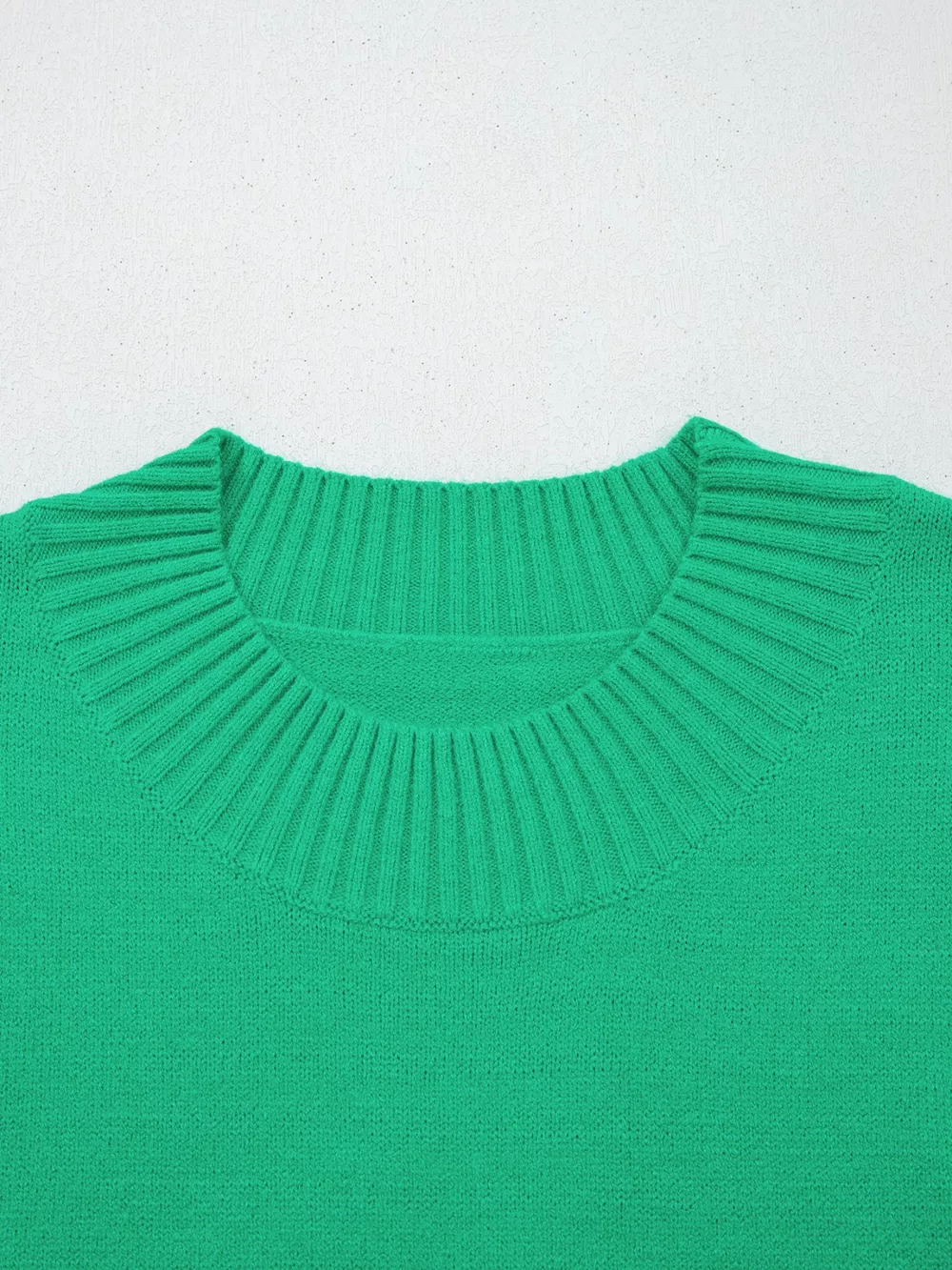 Solid Color Ribbed Trim Round Neck Ruffle Short Sleeve Sweater, image 15