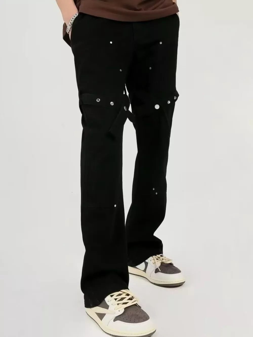 Men's Plus Size Stud Embellishments Bootcut Pants, image 2