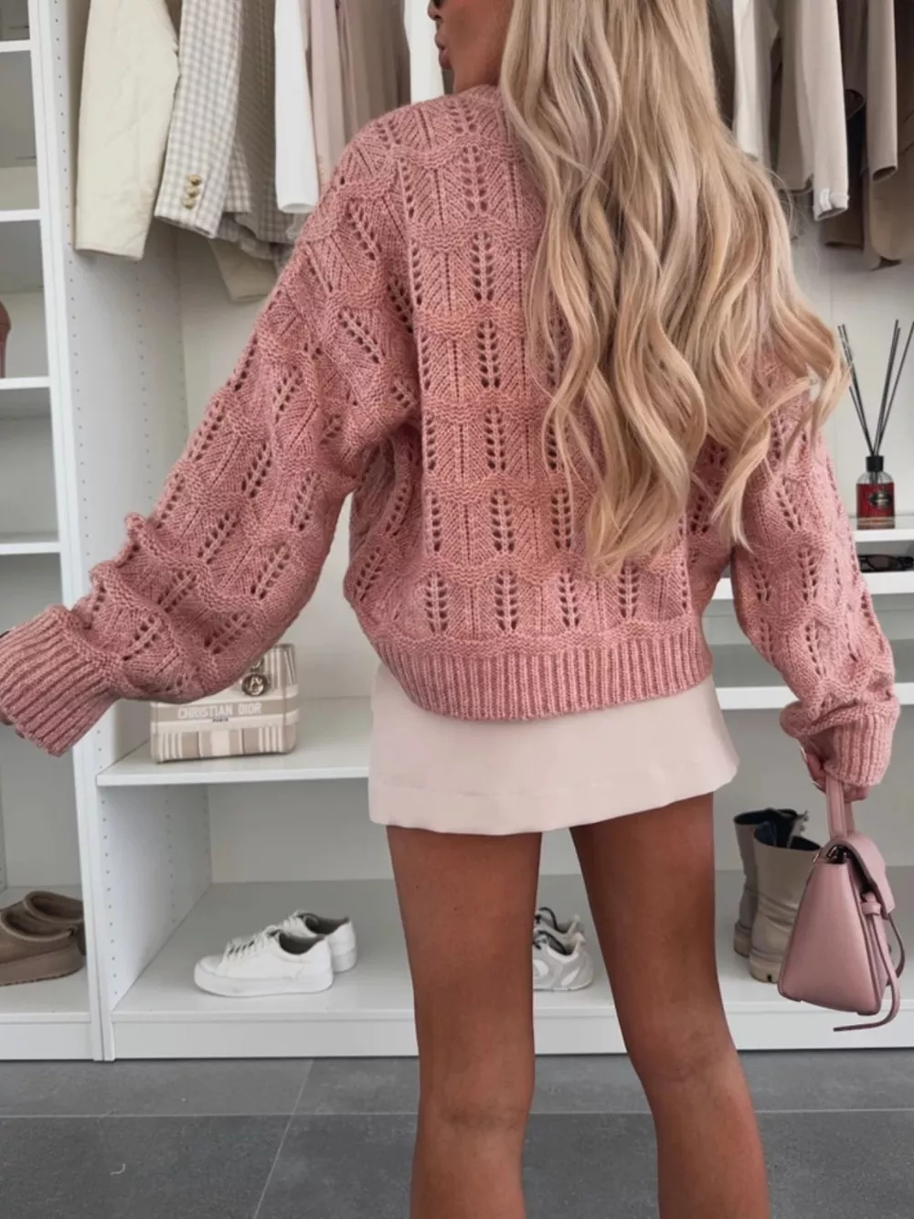 Openwork Round Neck Sweater, image 6