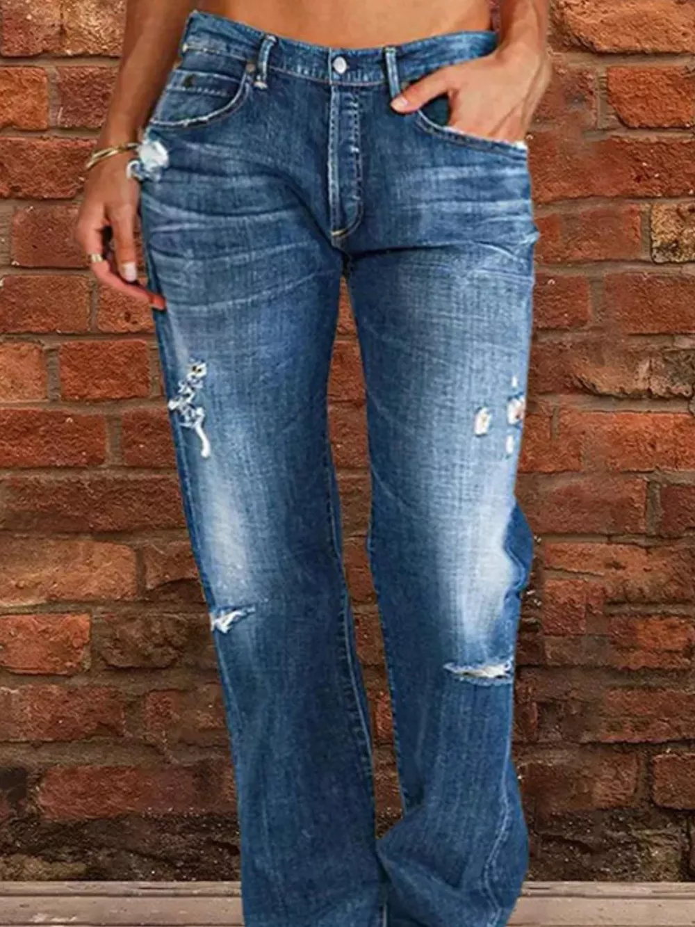 Full Size Distressed Raw Hem Jeans Plus Size, image 3
