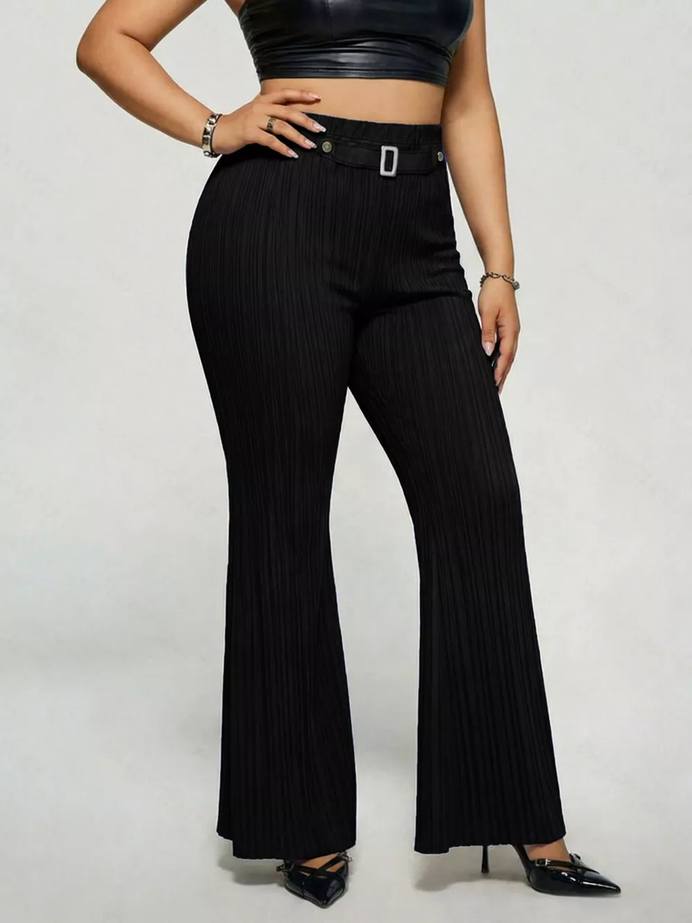 Plus Size High Waist Flare Pants, image 6