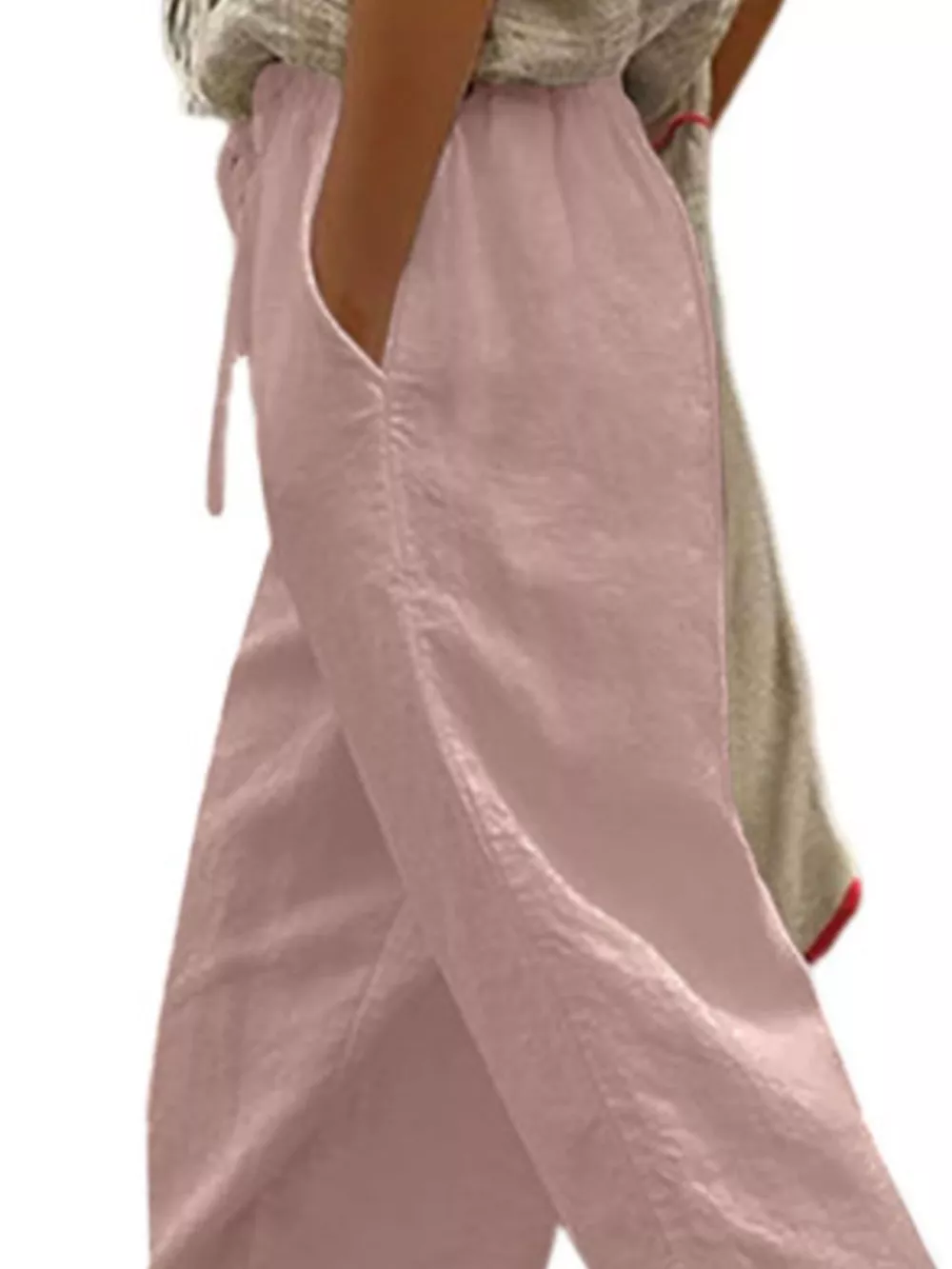 Casual Linen Drawstring Cropped Pants, image 10