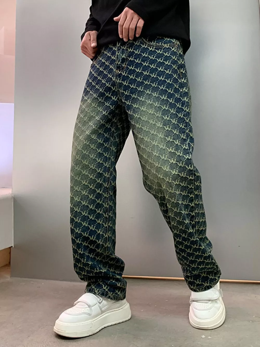 Men's Patterned Relaxed Fit Jeans, image 4