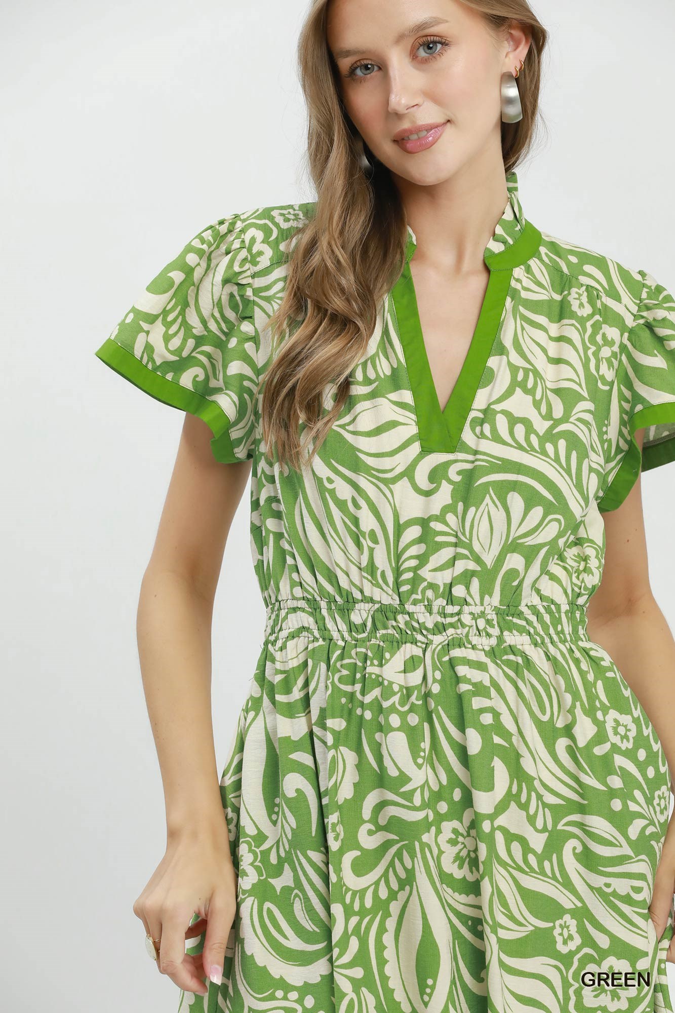 Paisley Print Midi Dress with Side Pockets, image 5