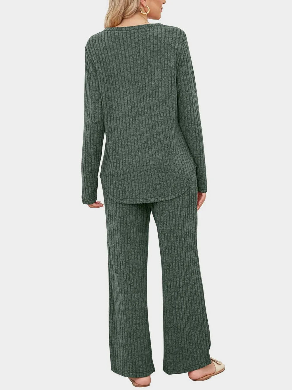 Round Neck Long Sleeve Top and Pants Set, image 19