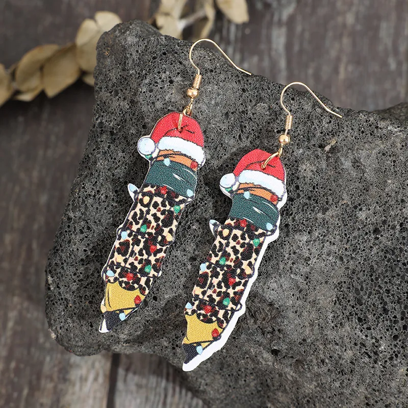 PU Leather Alloy Pencil Earrings, image 2