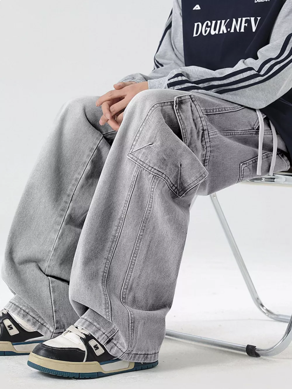 Men's Full Size Wide Leg Cargo Jeans Plus Size, image 6