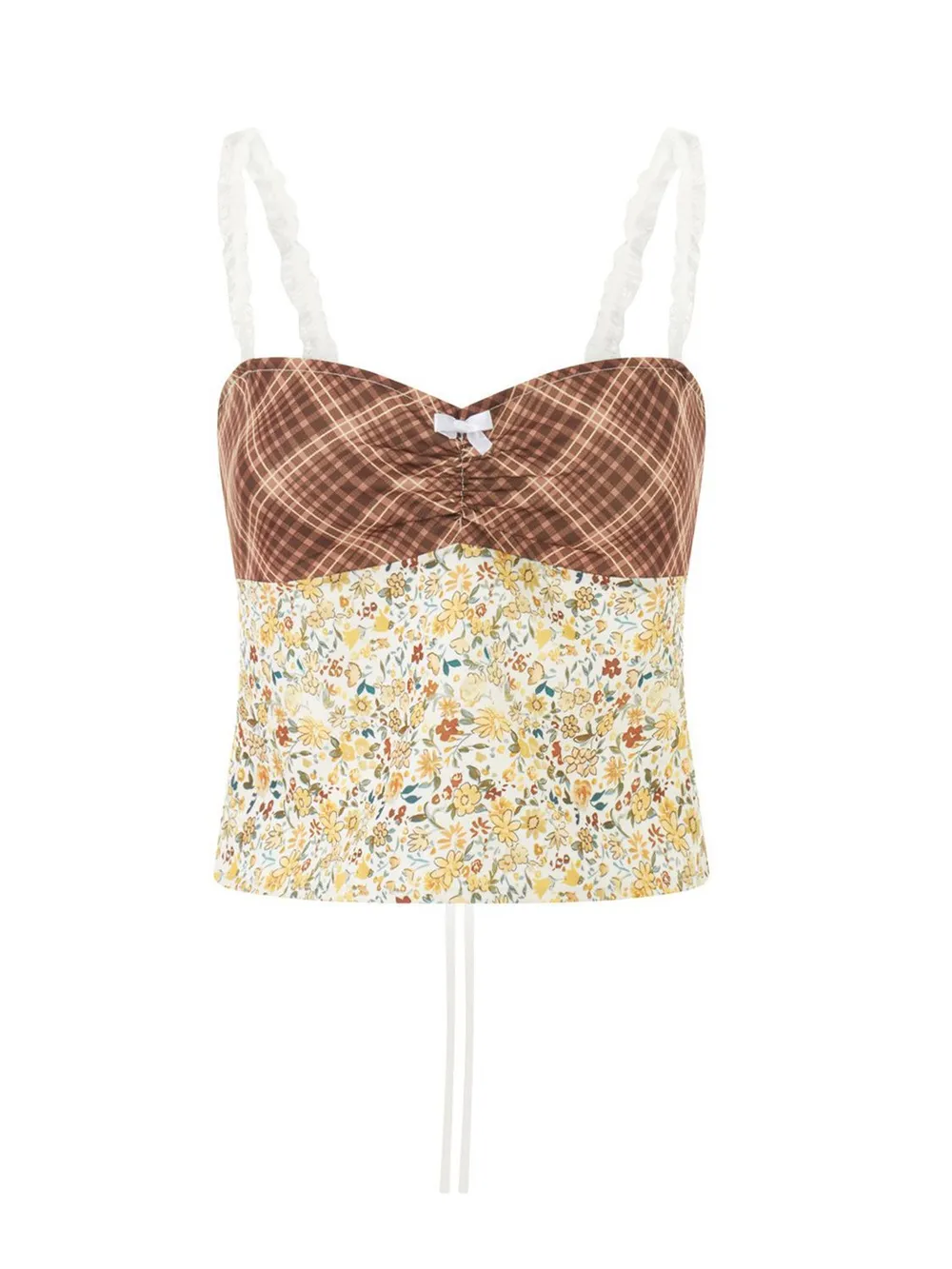 Lace Detail Floral Sweetheart Neck Cami, image 4