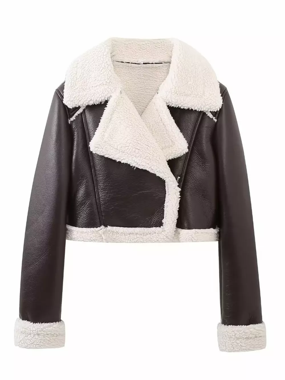 Collared Neck Long Sleeve Plush Cropped Jacket, image 5