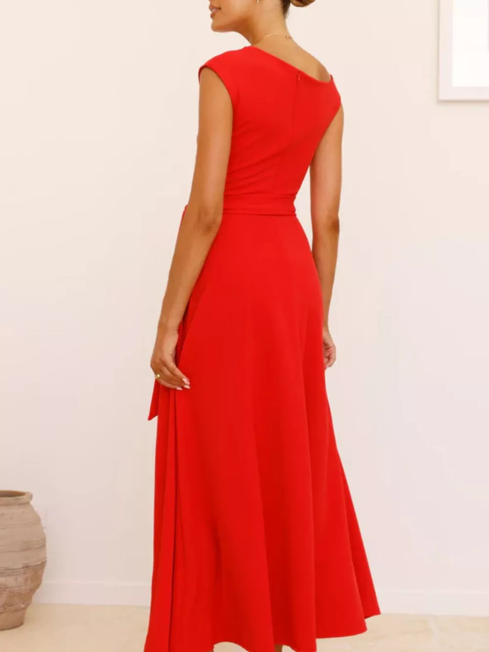 Single Shoulder Tie Waist Maxi Dress, image 7