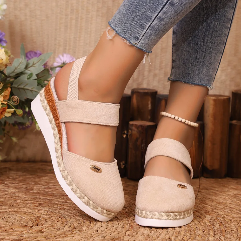 Round Toe Wedge Sandals, image 5