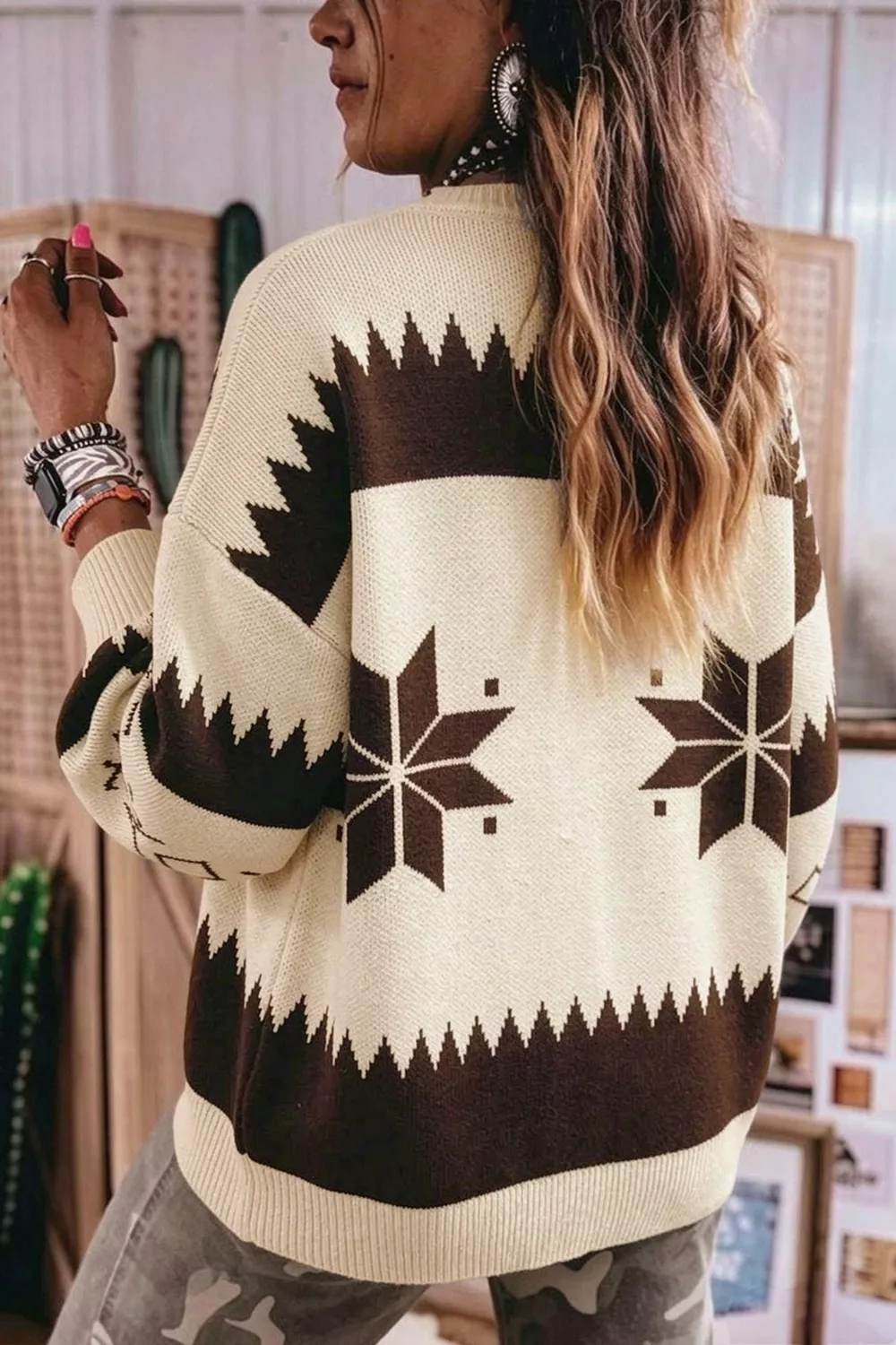 Geometric Zip-Up Knit Cardigan, image 2