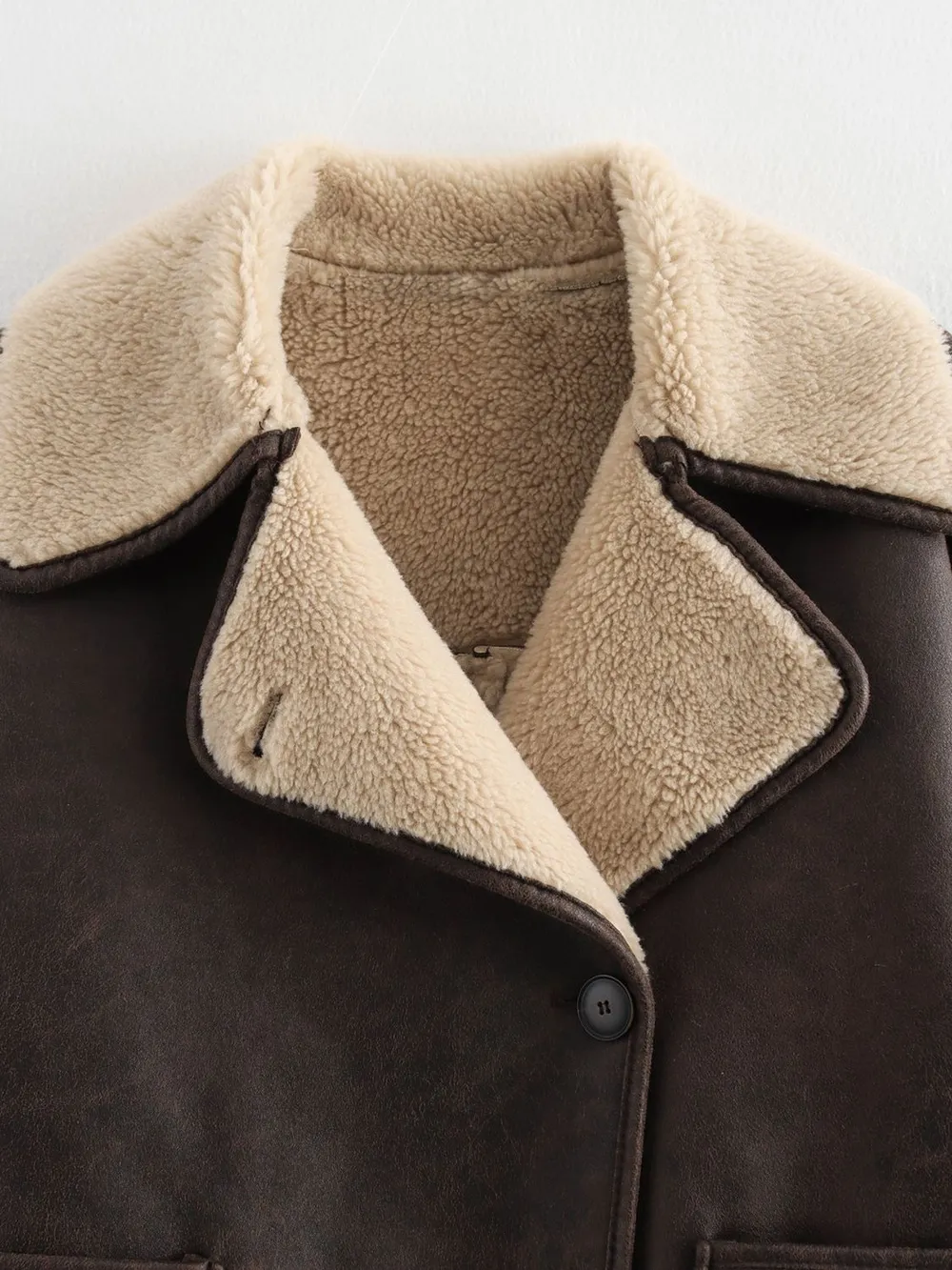 Collared Neck Long Sleeve Plush Jacket, image 11