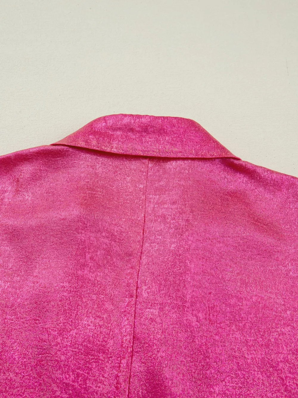 Collared V Neck Half Sleeve Metallic Top, image 6