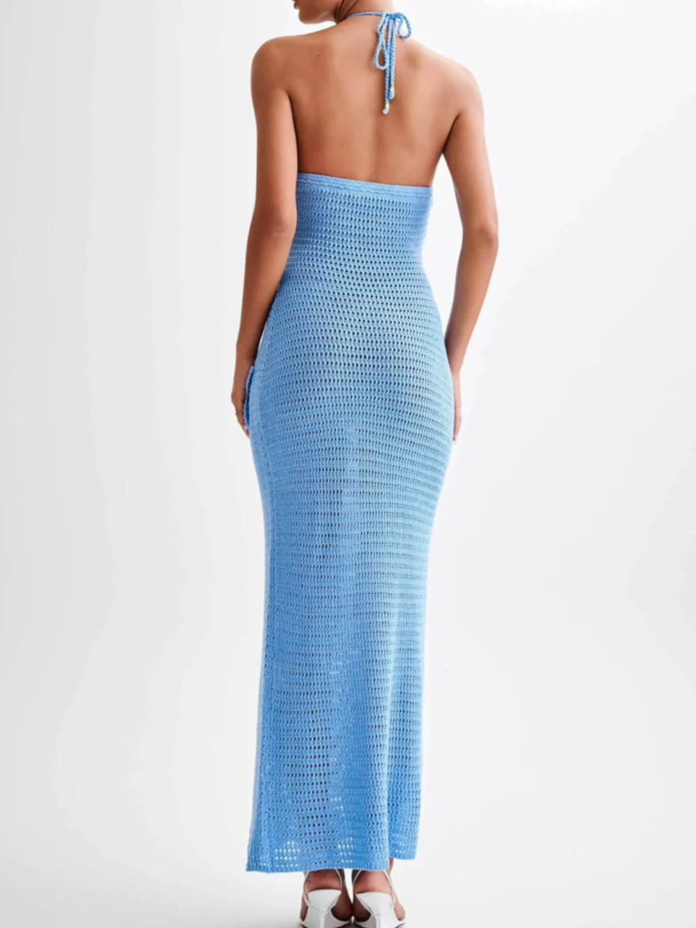 Crochet Floral Halter Knit Cover Up Dress, image 6