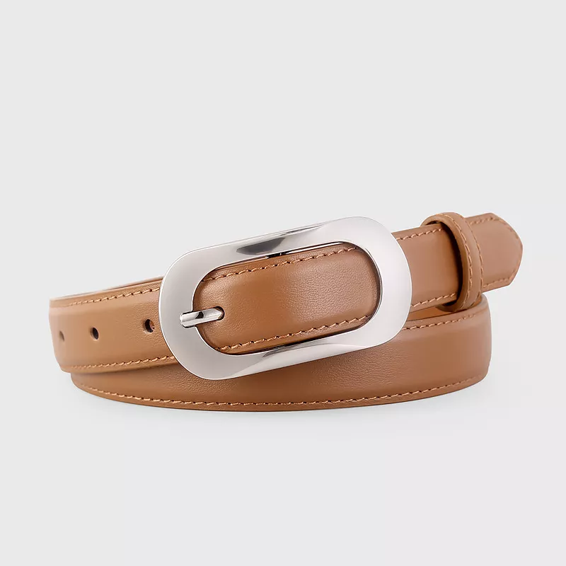 Silver Buckle Leather Belt, image 3