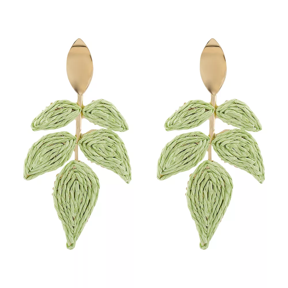 Rattan Woven Leaf Dangle Earrings, image 6